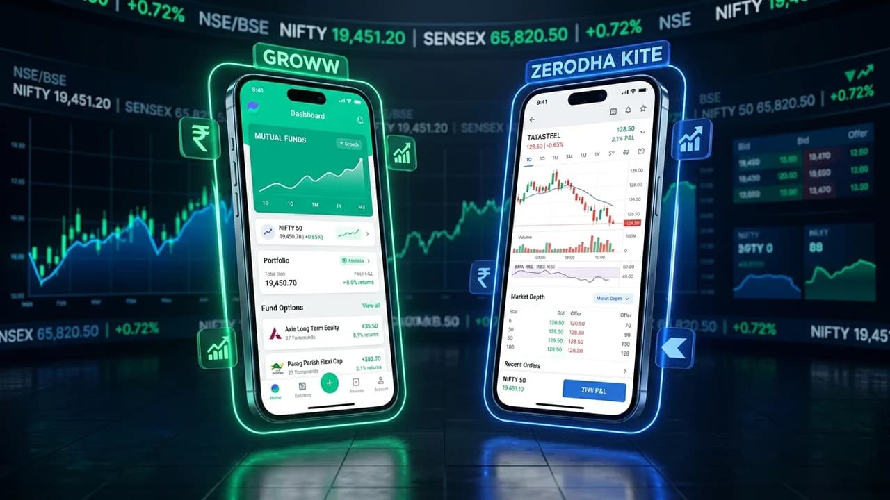 Groww बनाम Zerodha (2026): स्टॉक्स और म्यूचुअल फंड्स के लिए कौन सा प्लेटफॉर्म बेहतर है?